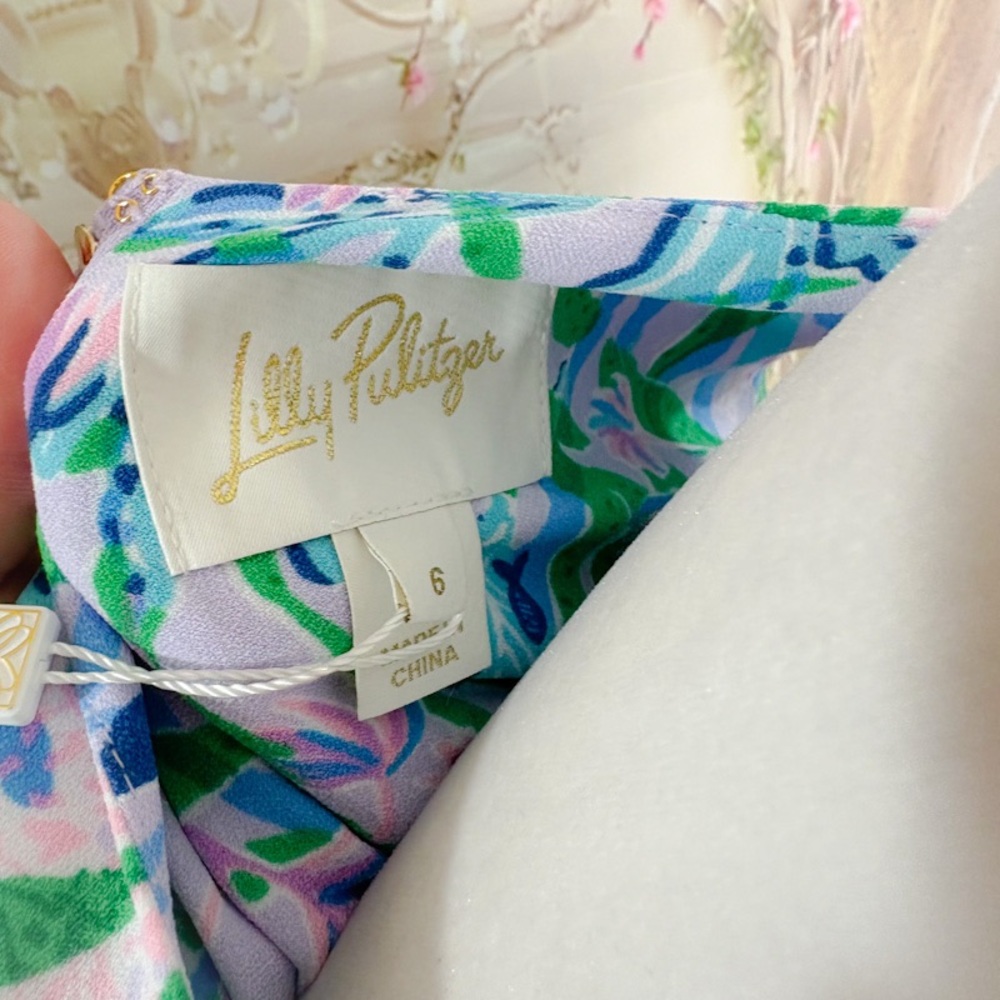 NEW Lilly Pulitzer EDITA SHIFT, MULTI SEACRET ESCAPE ENGINEERED WOVEN DRESS - Picture 10 of 11